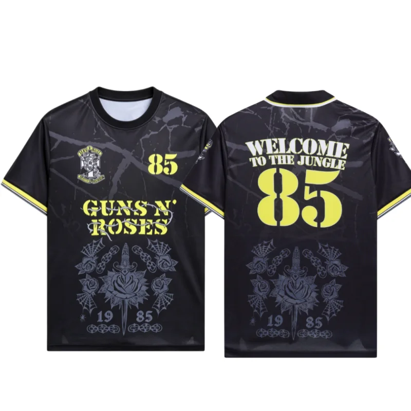 2026-27 New Guns N Roses Men Band Jersey Welcome To The Jungle 3D Print Rock Music Shirt Y2K Oversized Family Casual T-shirt