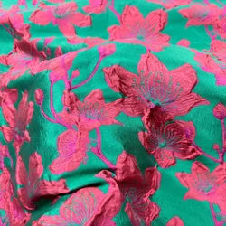 European and American Red Flower Brocade Jacquard Fabric Spring and Autumn Women's Dress Windbreaker Weaving Clothing Fabric