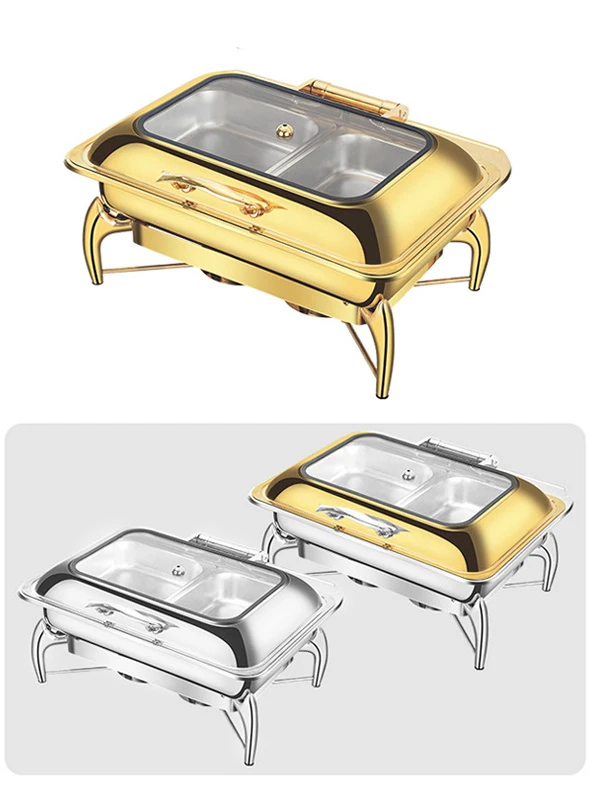 Stainless steel buffet stove visual gold-plated hotel thermal insulation restaurant alcohol electric heating