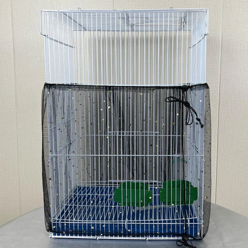 Bird Cage Cover Dustproof Birdseed Net Seed Catcher Nylon Mesh Birdseed Net Guard For Bird Cage Stars /Solid Color