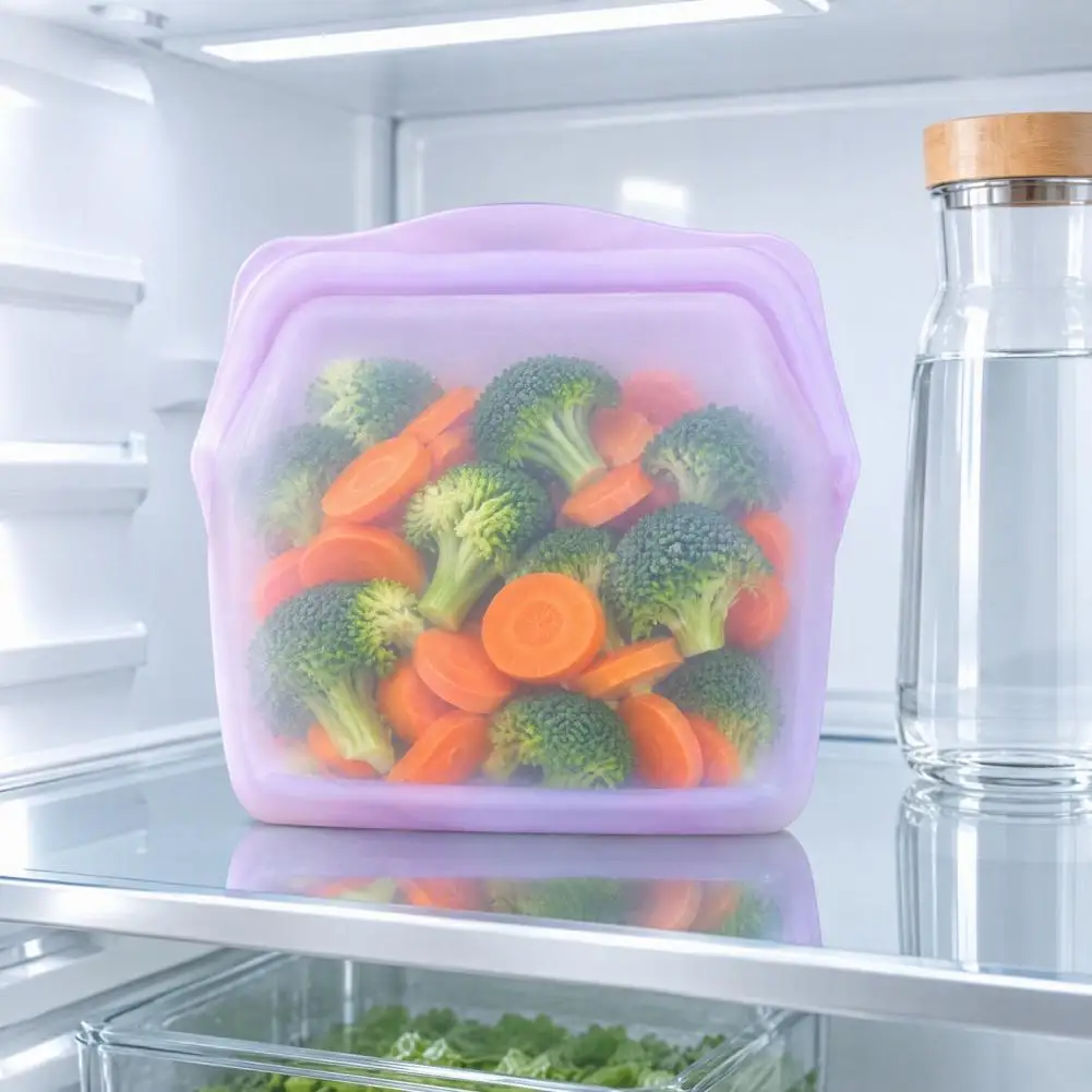 1Pc Silicone Reusable Food Bag Freezer Food Container Heat Resistant Leakproof Fresh Keeping Bags Sub-packing Sealing Bags