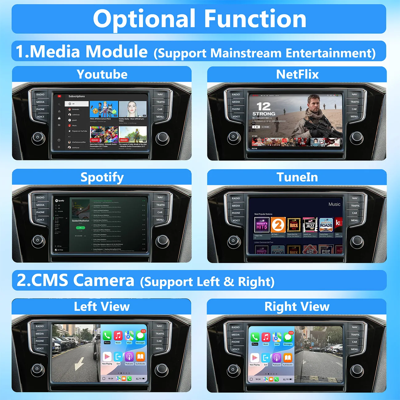 Carplay اللاسلكي Android Auto Airplay AutoLink لشركة فولكس فاجن فولكس فاجن تيجوان تيرامونت فيديون جولف GTI بولو باسات B8 MAGOTAN (B8) #5