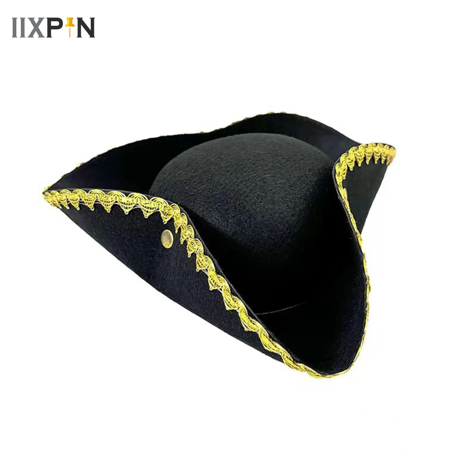 

Black Adult Colonial Tricorn Hat Halloween Carnivals Photography Decors Pirate Hat Women Men Carnivals Hat Party Festivals Hat