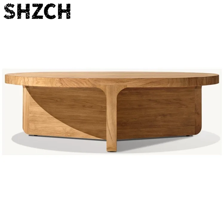 Custom Wood Outdoor Furniture High Quality Signature Style Solid Teak Round Coffee Table