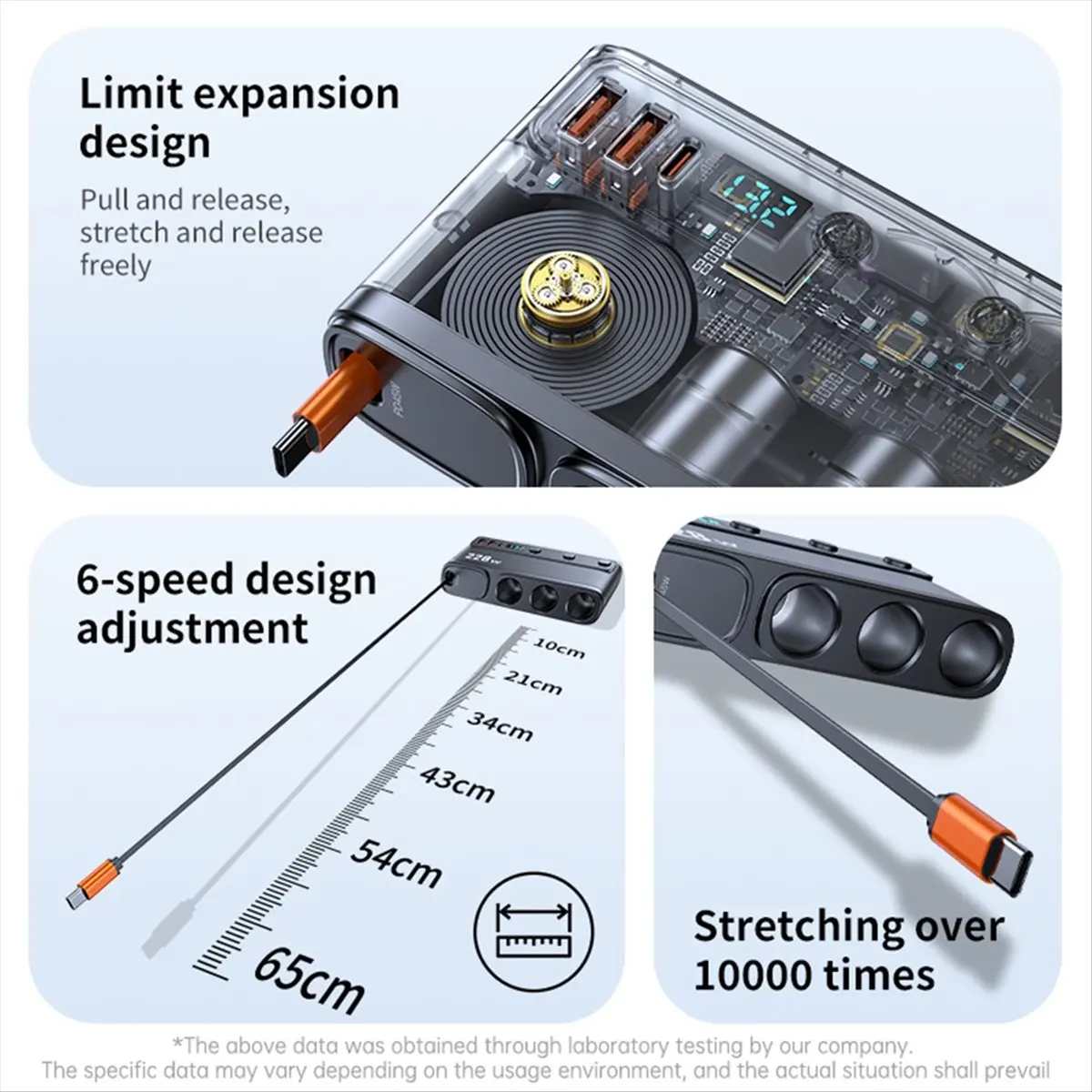 T573C- Lighter Splitter 228W USB C Car Charger Adapter QC3.0 with PD45W Telescopic Cable LED Voltage Display 12V/24V HOT