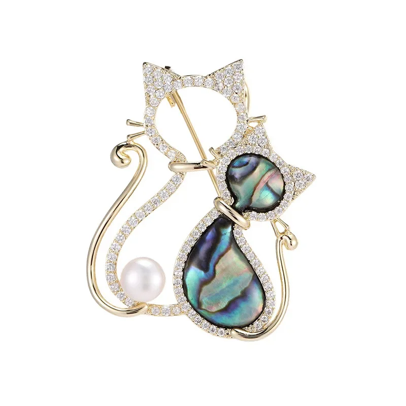 Легкая роскошь, креативный, милый кот, игла морского ушка, женские изысканные, модные и элегантные аксессуары для костюма.