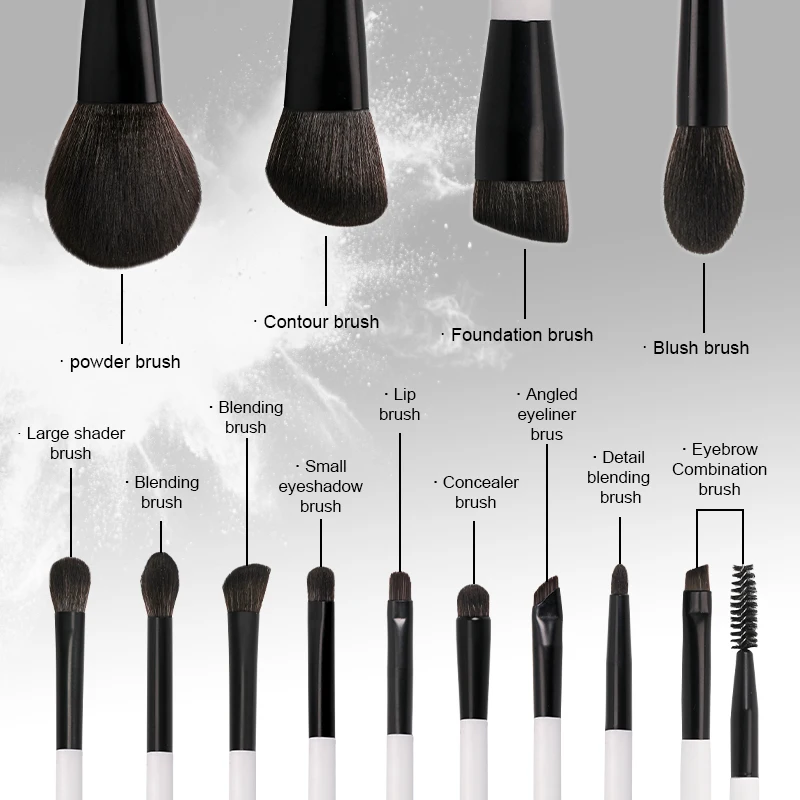 Ensemble de pinceaux de maquillage blancs, 13 pièces, fond de teint, correcteur, poudre, fard à paupières, Blush, mélange, outil de beauté cosmétique pour le visage, avec sac