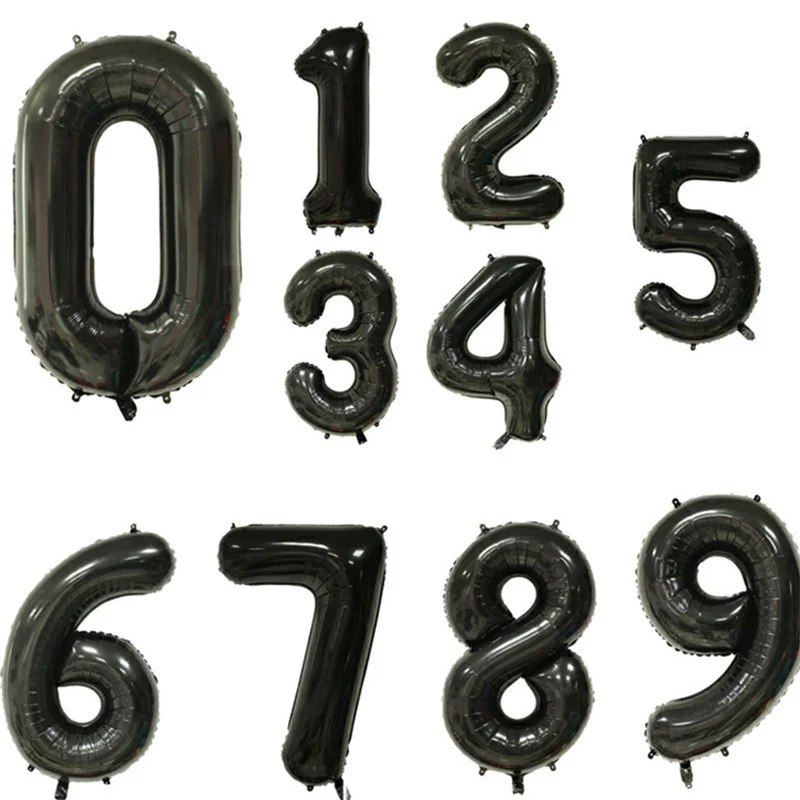 40 Inch Black Large Numbers 0-9 Digit Helium Balloons Foil Mylar Big Number Birthday Anniversary Party Supplies Decorations