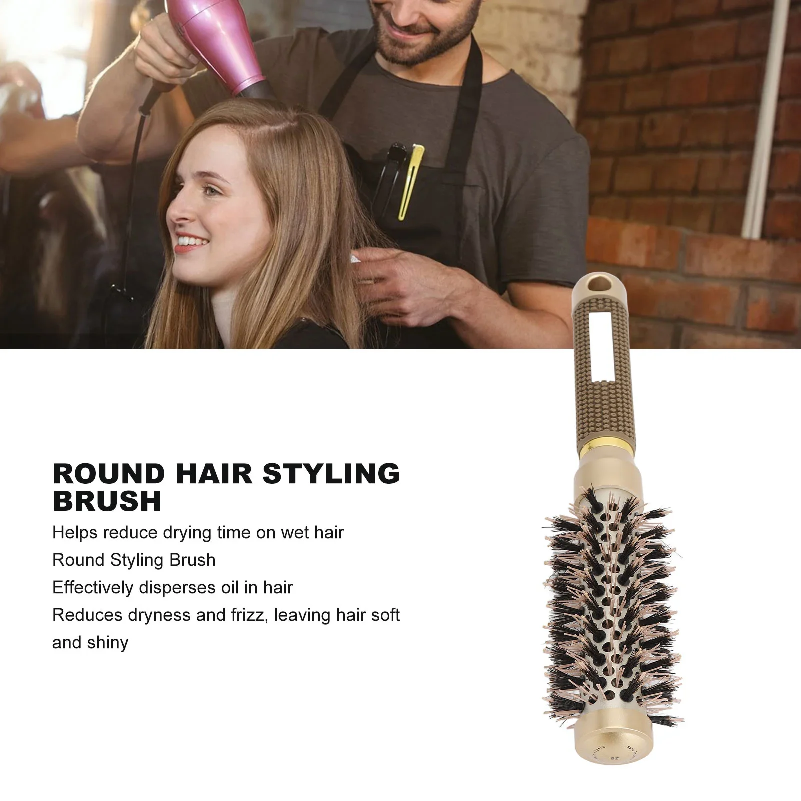 Round Brush For Blow Drying Fast Dry Precise Styling Prevent Static Ionic Round Barrel Brush 1inch