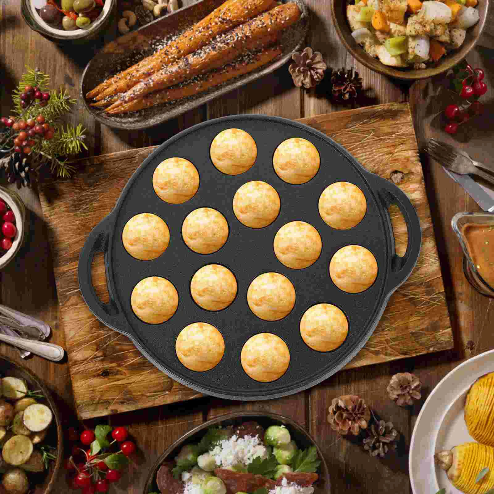 Sphere Cake Pan Snail Wok Pans Meatball Frying Pot Bakeware Iron Escargot Plate 15 Holes