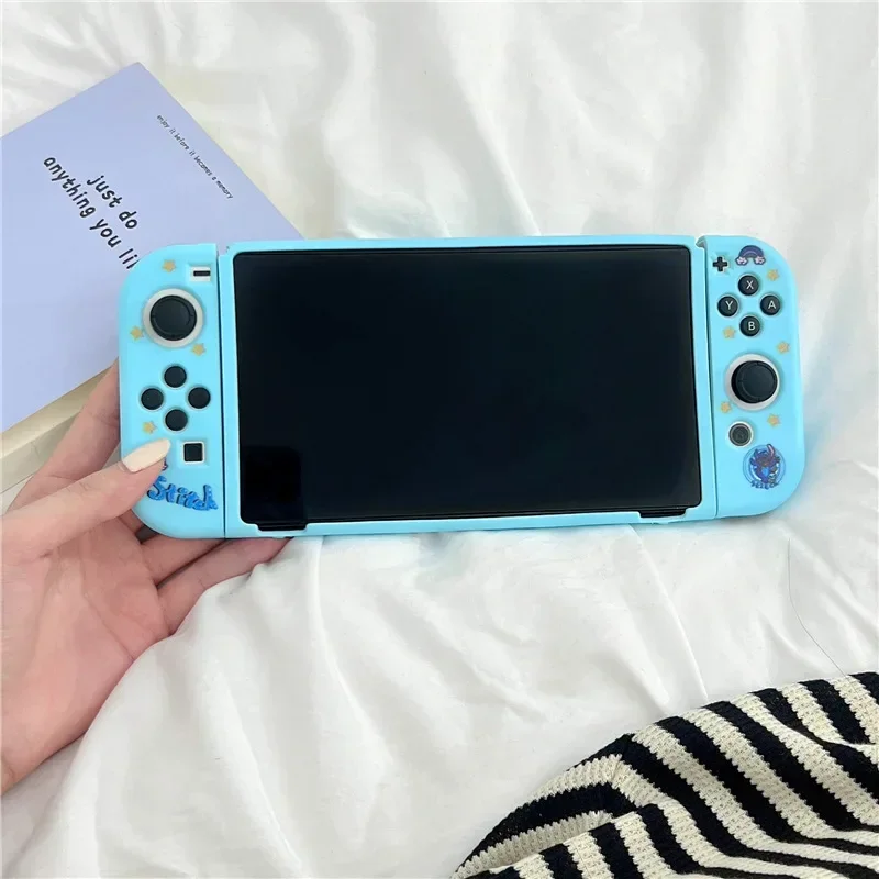 Новый жесткий чехол со стежком, чехол для зарядной док-станции, защитный чехол для консоли Switch Oled NS, защитная пленка с кристаллами