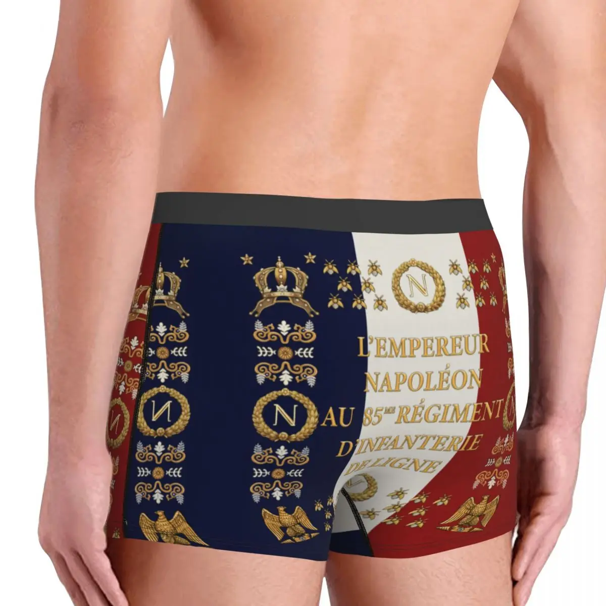 Custom Napoleonic French 85th Regimental Flag Underwear France Fleur De Lis Boxer Briefs Breathbale Shorts Panties Underpants