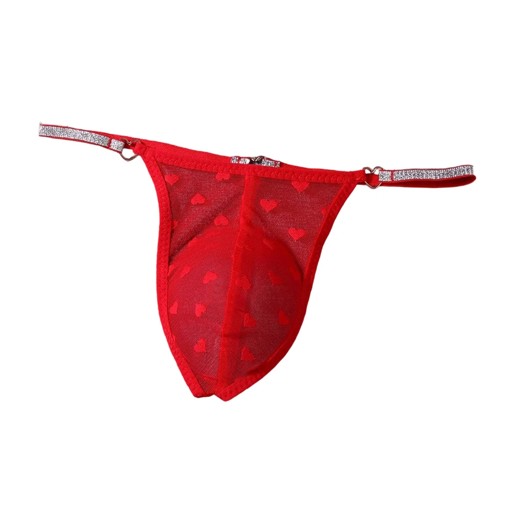 Men Sex Love Printed G-string Briefs Mesh Sheer Stretchy Erotic Thongs Underwear  Trim UltraThin Breathable Underwear Quick Dry