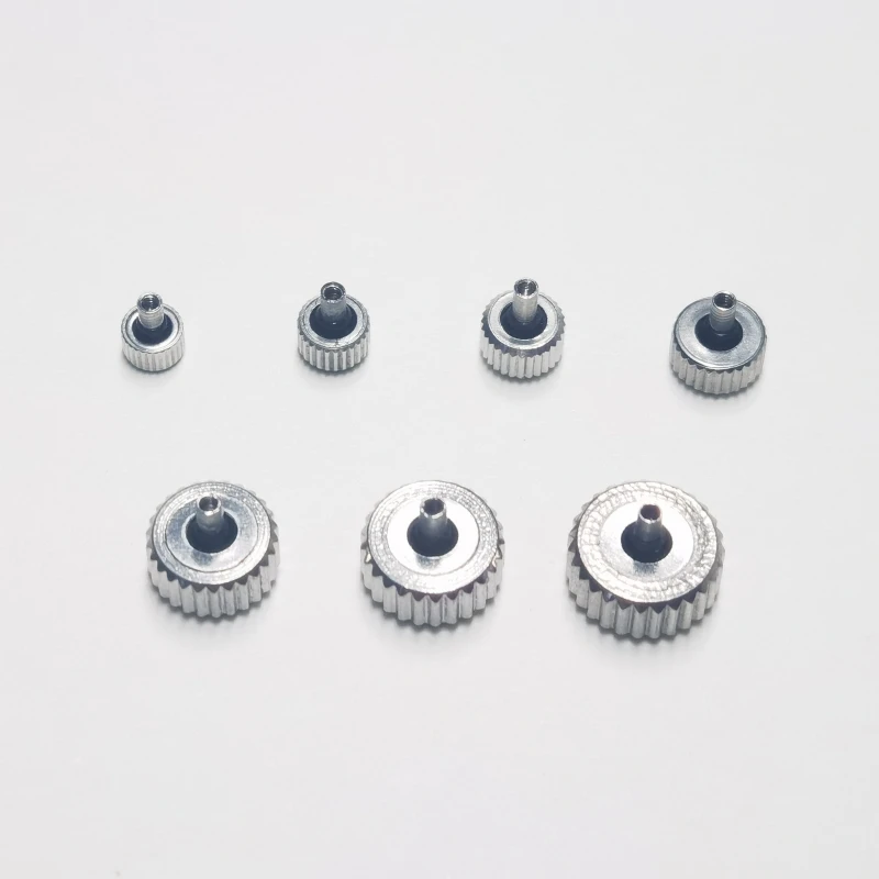 1PC Silver Long Tube Watch Crown 2.0mm Hole Diameter 3.5/4.0/4.5/5.0/5.5/6.0/6.5/7.0mm Head Diameter for Watch Repair