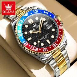 OLEVS New Quartz Watch for Men Stainlss Steel Strap Diving Series Colorful Bezel Fashion Luxury Brand Original Men's Wristwatch