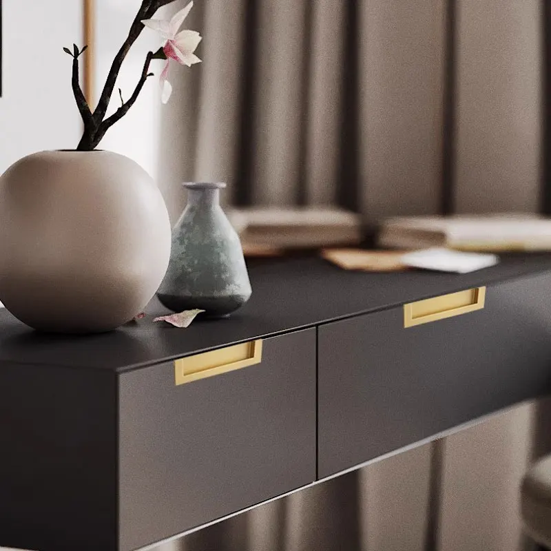 Black Simple Sliding Door Handles Hidden Cupboard Drawer Longer Handles Built-in Wardrobe Pulls Invisible Cabinet Hardware 288mm