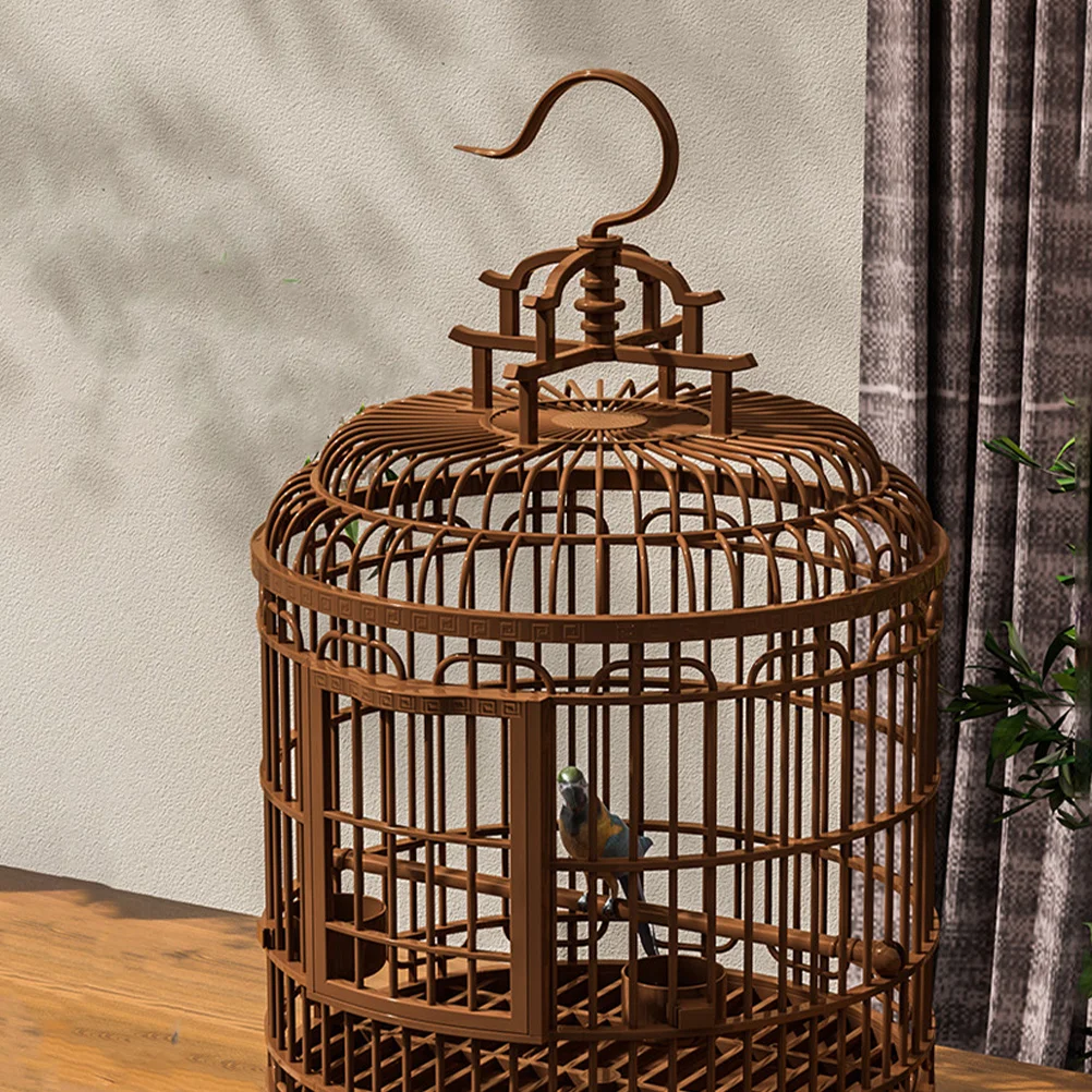 

Large Vintage Plastic Round Bird Cage Portable Travel Carrier for Lovebirds Parakeets Cockatiels Home Outdoor Pigeon Cage