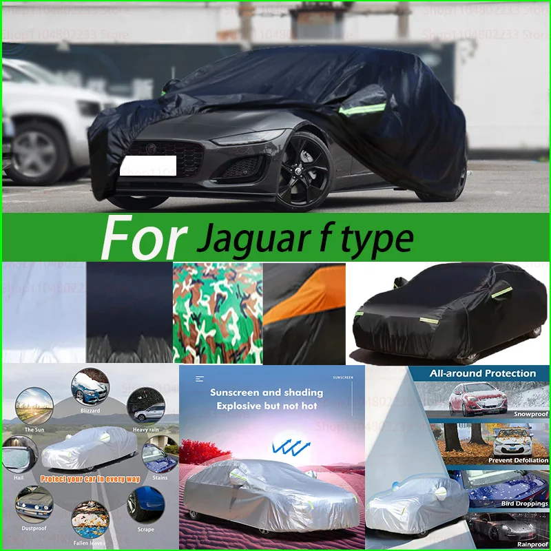 

Black and Silver Universal Car Cover Waterproof Dustproof Outdoor Protection Full Rain Snow UV Protective Car for Jaguar F Type