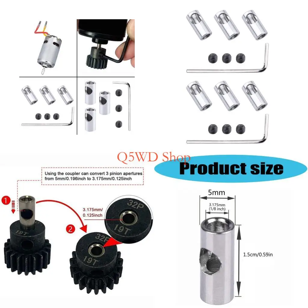 Q5WD Precise Engineered 5mm Metal Shaft Connector Fit for Multiple Motor Applications