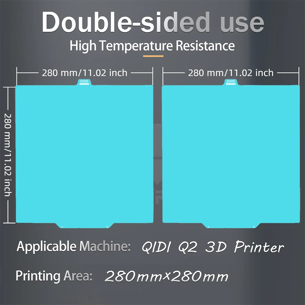 280x280mm Glacier Cold Printing Plate For QIDI Q2 Combo Hotbed Q2 High Viscosity Two Sided Printing Build Plate 3D Printer Parts