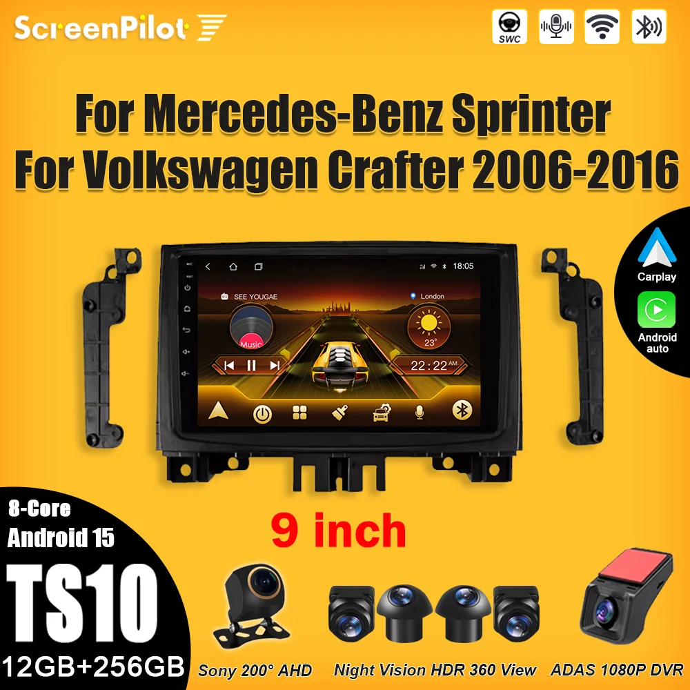 

Android 15 For Mercedes-Benz Sprinter For Volkswagen Crafter 2006 Car Radio Intelligent System Carplay Touch Screen 8 Core Wifi