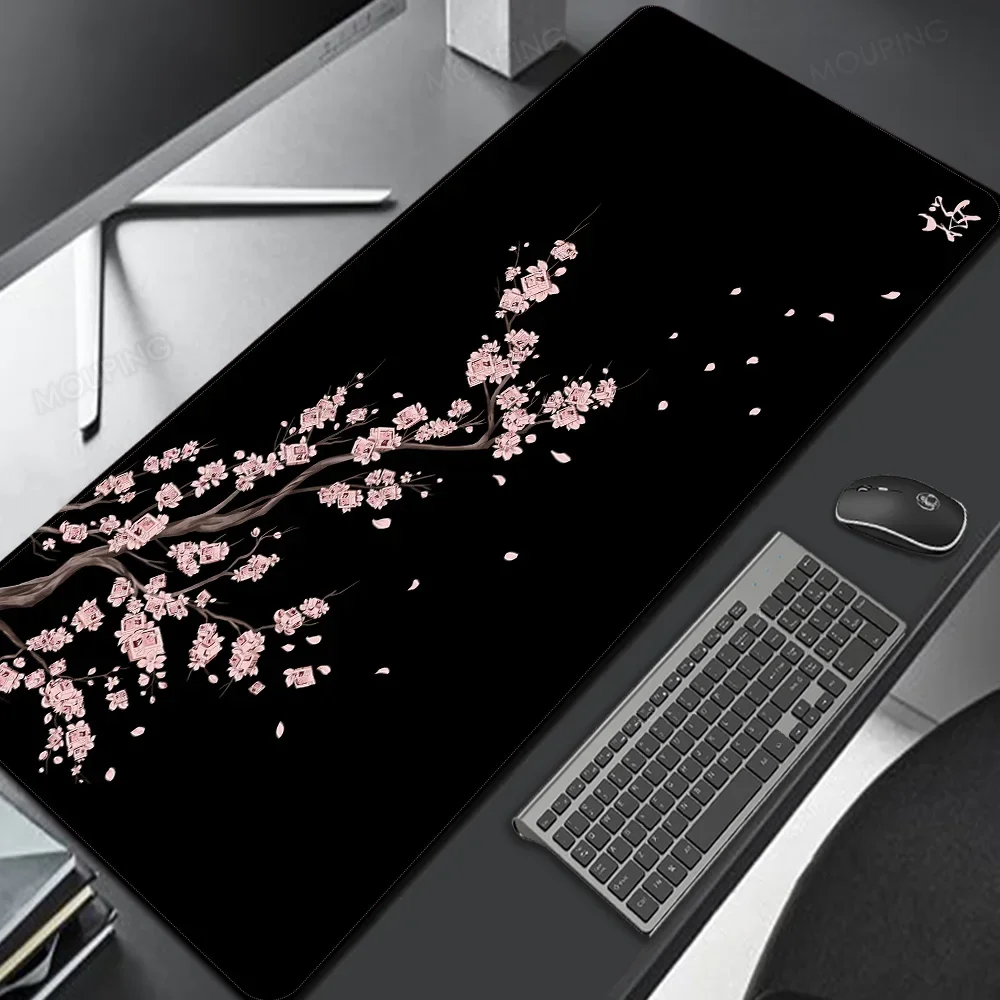 Weiß Sakura Maus Pad Japan Kirschblüte Deskmat Schwarz Tisch Matte Mauspad Gamer Teppich Gaming Tastatur Maus Matten Zubehör