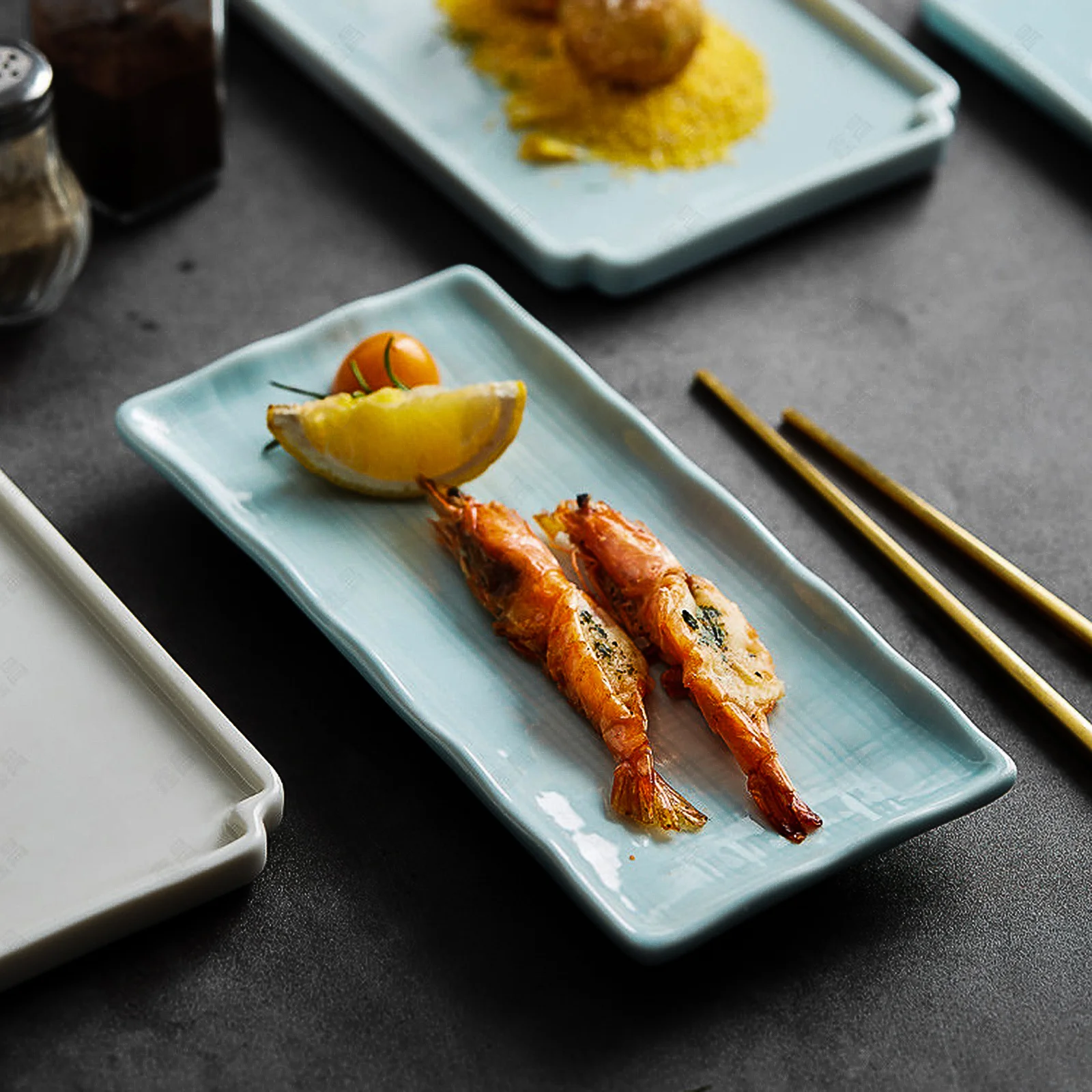 

Japanese Style Rectangular Ceramic Food Tray Kitchen Tableware Food Service Plate for Steak Sushi Rectangular Plate