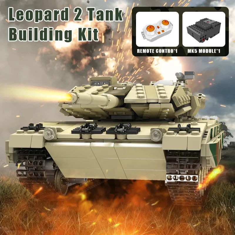 Mould King 20020, technisches Panzerspielzeug, The APP&RC Leopard 2, Panzer-Baustein, Montage, Panzer-Ziegel-Set, Weihnachtsgeschenk für Kinder