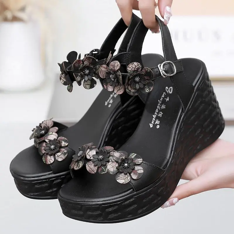 

Непромокаемые женские сандалии на платформе, летние пляжные сандалии на высоком каблуке на толстой подошве, Zapato Tacon Bajo Mujer Zapatos Fiesta Mujer