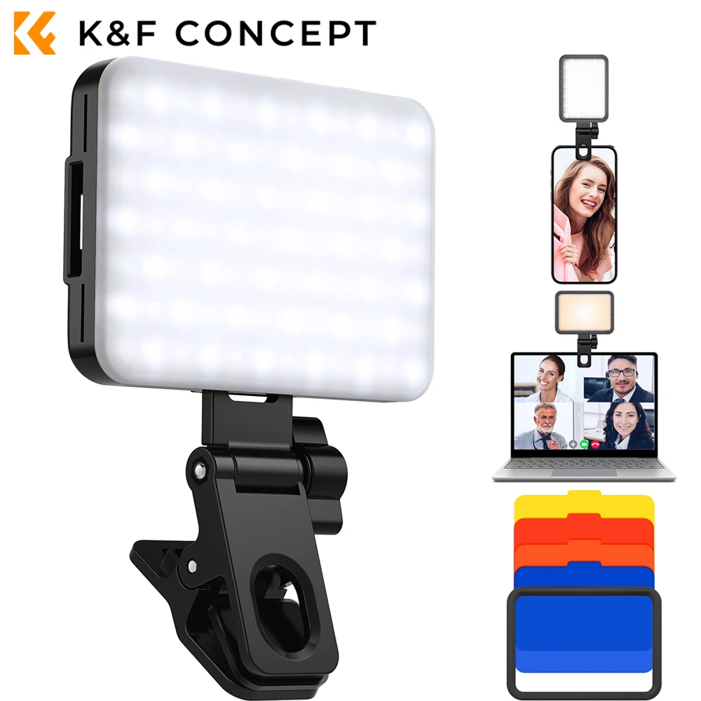 

K & F CONCEPT Светодиодная лампа для видеосъемки, портативная, 3000K-10000K, двухцветная, перезаряжаемая, для быстрой подсветки, для iPhone, Android
