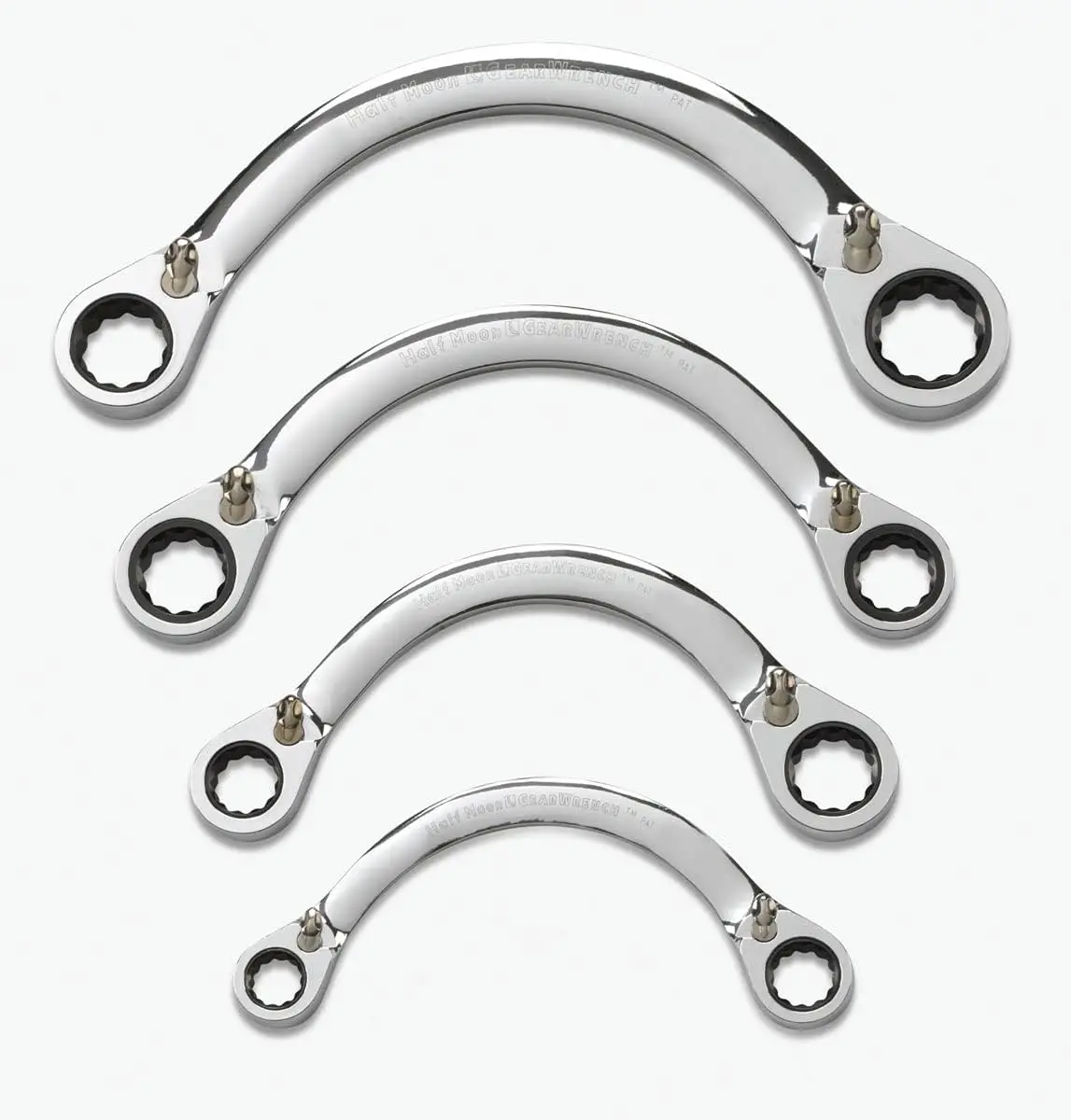 4 Pc. 12 Pt. Reversible Half Moon Double Box Ratcheting Wrench Set, SAE - 9840D