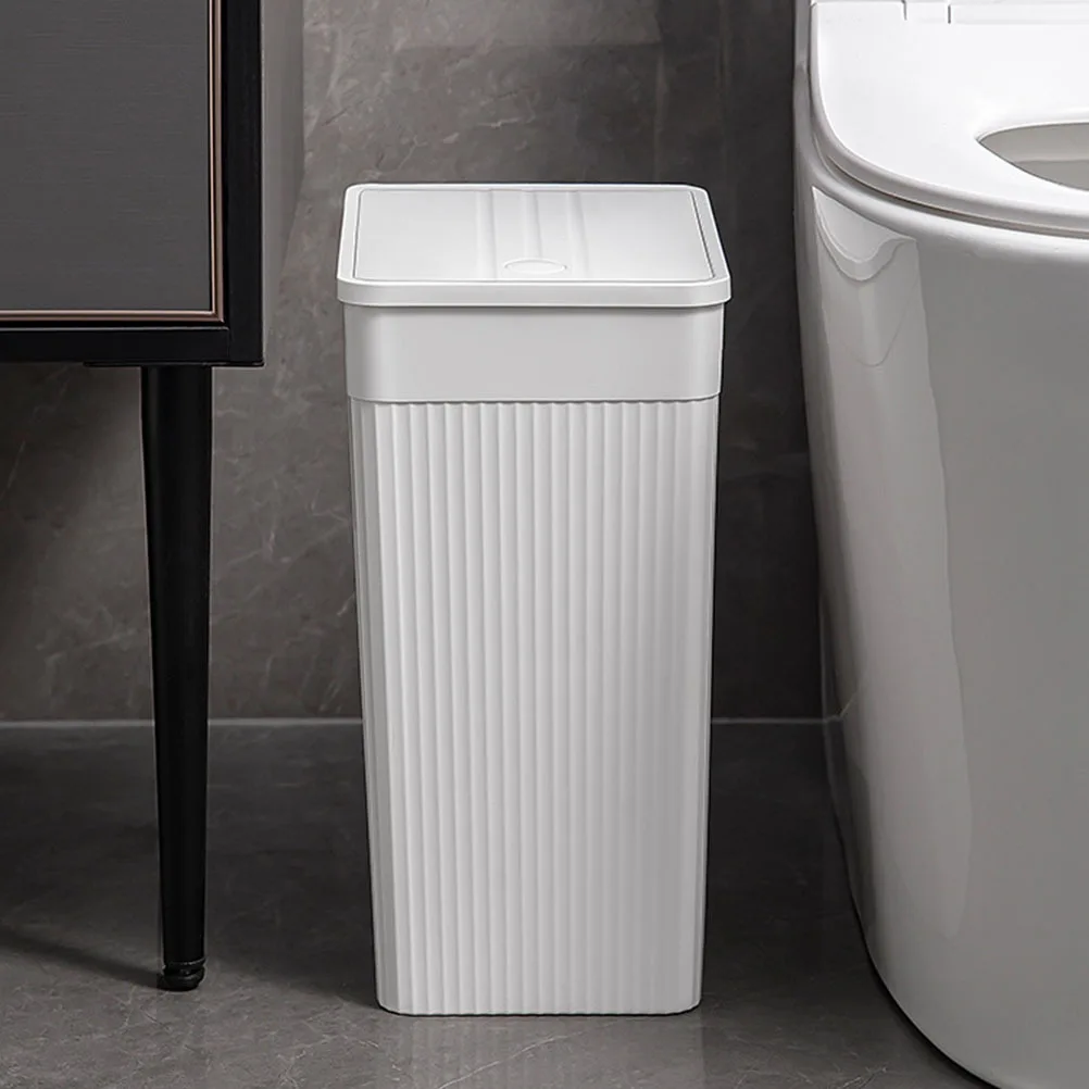 

Press Type Trash Can Small Slim PP Plastic Bedroom Bathroom Waste Bin Covered Garbage Container Trash Can with Lid