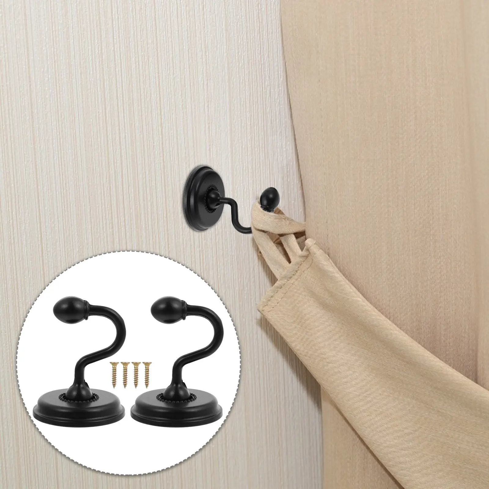 2Pcs Premium Zinc Alloy Curtain Hooks Creative Decorative Curtain Hangers for Home Bathroom Dressing Room Wall Mount Curtains
