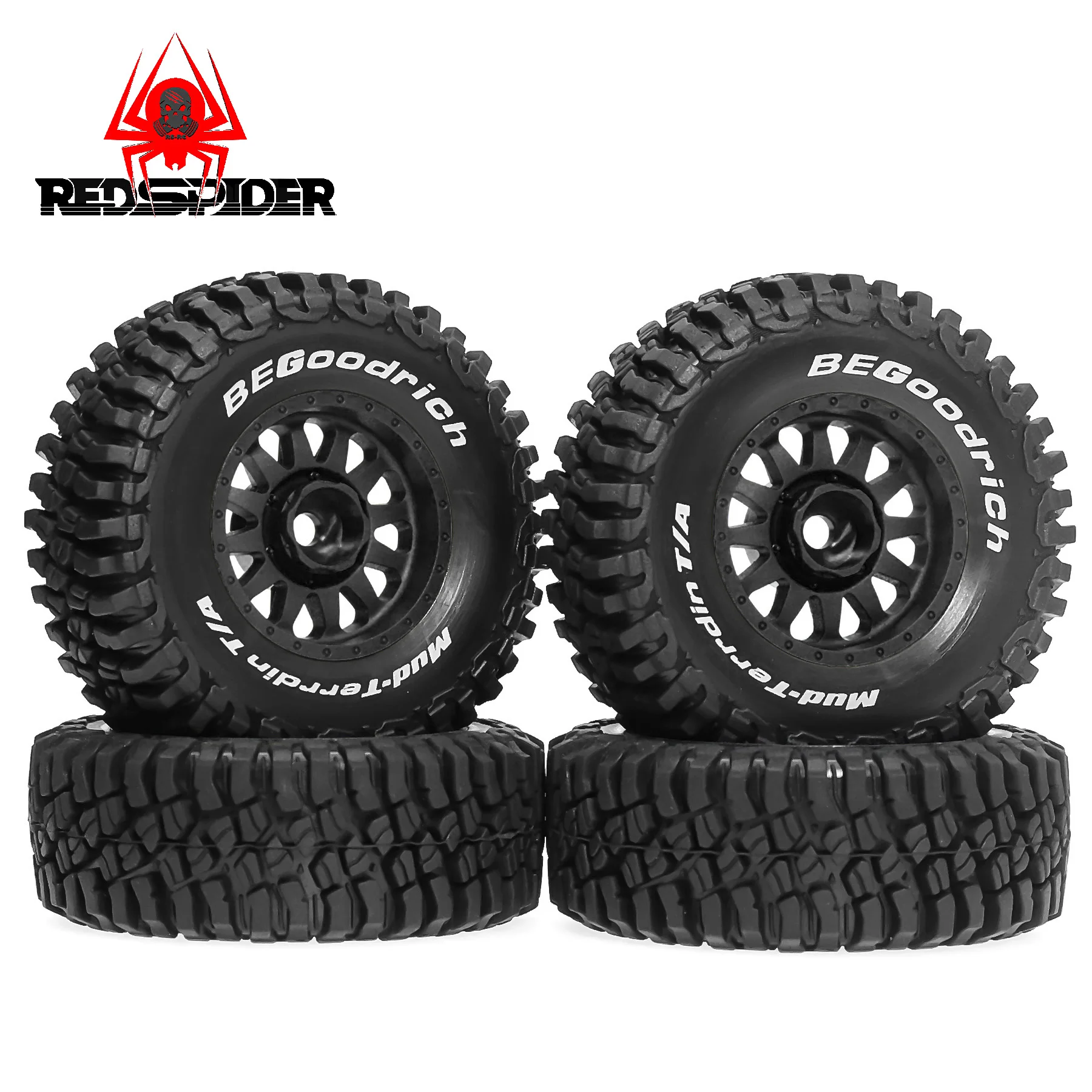 4 Stück RC-LKW-Reifen und Räder, vorgeklebte All-Terrain-Reifen, 12 mm Sechskant, für 1/16 1/18 ARRMA Mojave GROM Tamiya Kyosho HPI