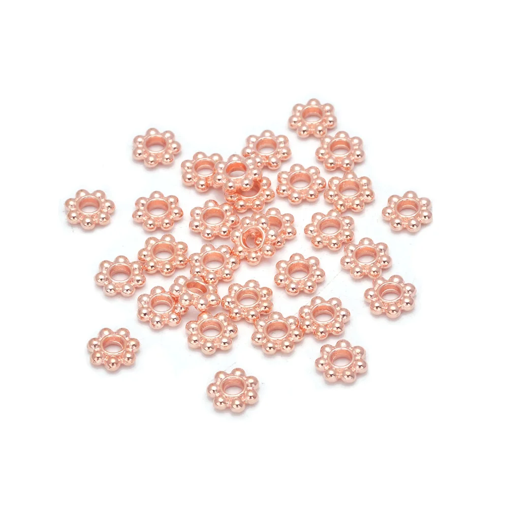 300 Stück 4/6mm Legierungs-Blumen-Abstandsperlen Gänseblümchen Metall-Schmuck-Abstandshalter für Armband- und Halsketten-Schmuckherstellung – Detail 5