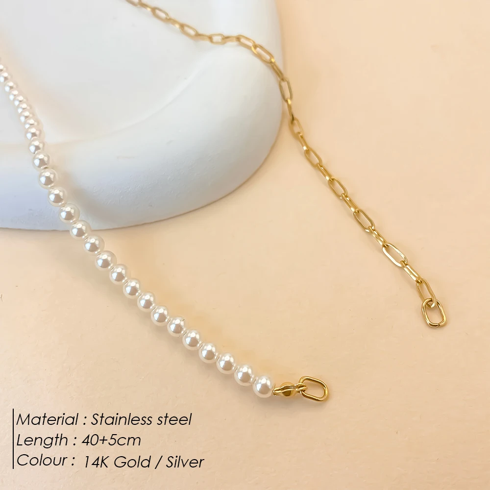 eManco Fashion Imitation Pearl With Stainless Steel Paper clip chain Upgraded Lobster Clasp Connector for Necklace Jewelry Makin