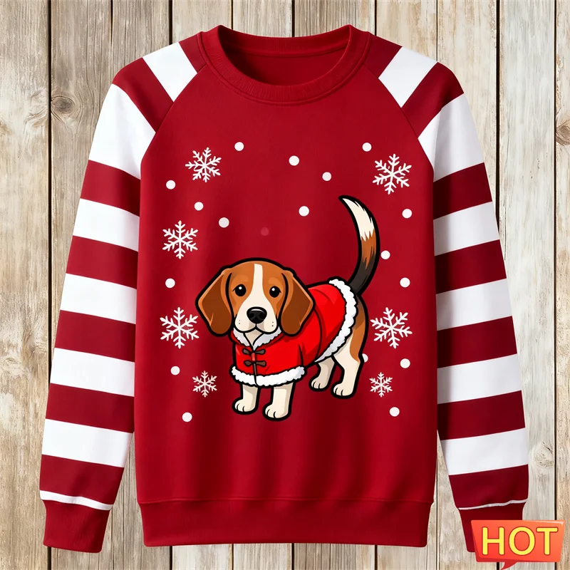 2026 جديد بيغل الجرافيك القبيح عيد الميلاد سترة موضة عطلة ارتداء ثلاثية الأبعاد مطبوعة عيد الميلاد بلوزات فضفاضة تنفس للجنسين البلوز