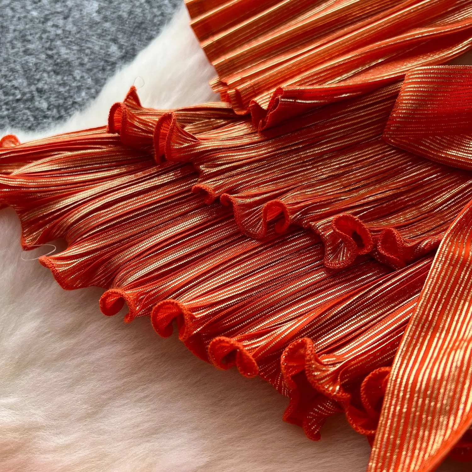 Miyake Folds 2025 Summer New Set Irregular Belt Tops + Long Pleated Skirts Suit Two Piece Set
