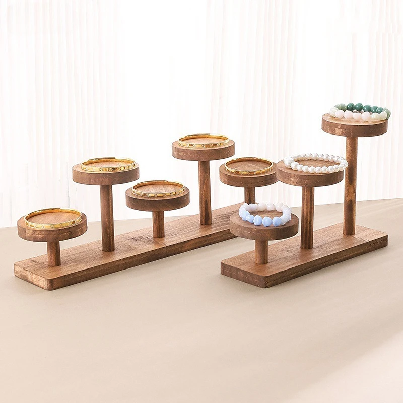 

Walnut Multi-layer Stepped Jewelry Rack, Solid Wood Desktop Storage, Cosmetic Ornaments, Finishing Racks, Ornaments, Brackets.