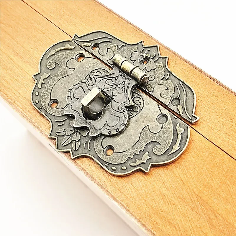 1pc Box Latches Brass Wooden Decorative Gift Hook Toggle Lock Antique Bronzed  Jewelry Suitcase Buckle Furniture Hardware