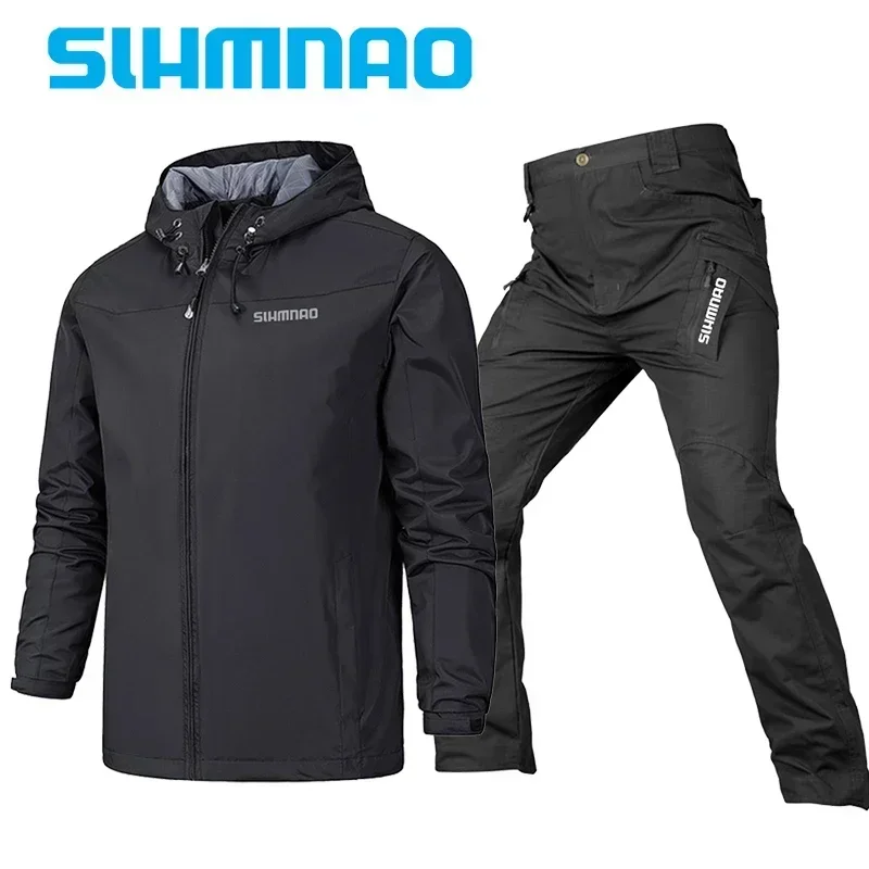 

Spring and Autumn Hooded Windproof and Waterproof Fishing Set, Outdoor Mountaineering and Cycling Suit, Hunting Tactical Pants
