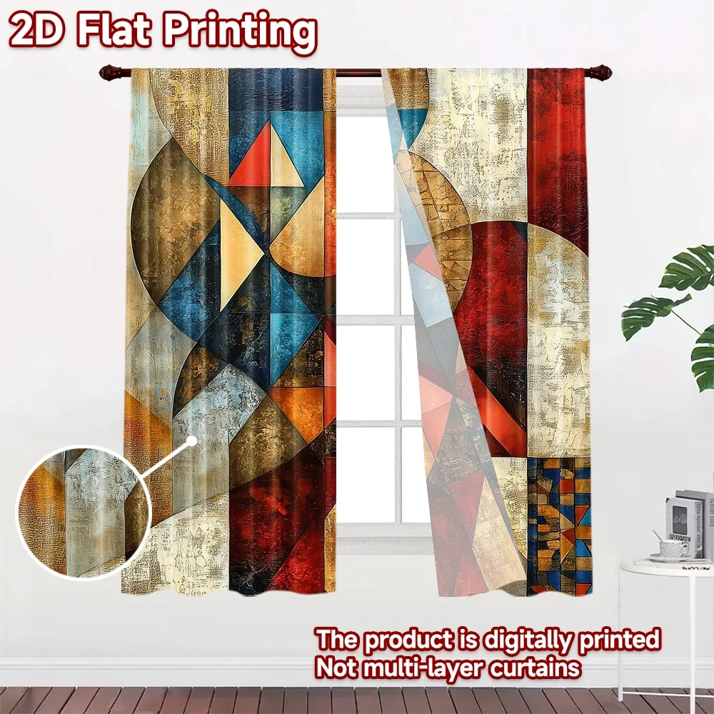 2Pcs 2D Flat Photography Backdrop Popular Background Cloth Geometric Colorful Shapes 100% Polyester Vibrant Reunion Perfect for