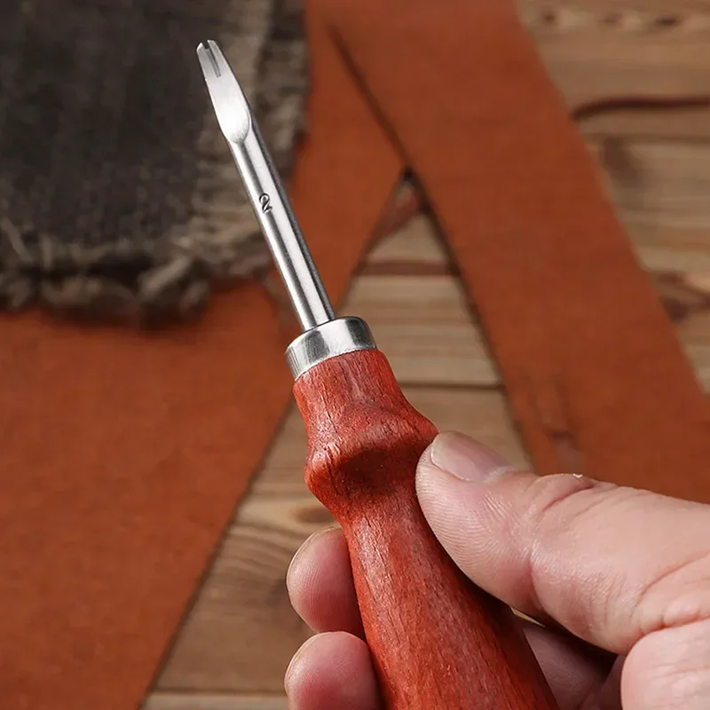 Leather Craft Edge Beveling Tool for Skiving and Cutting Keen V-shaped Blades with Rounded Center Edge Taking Capability