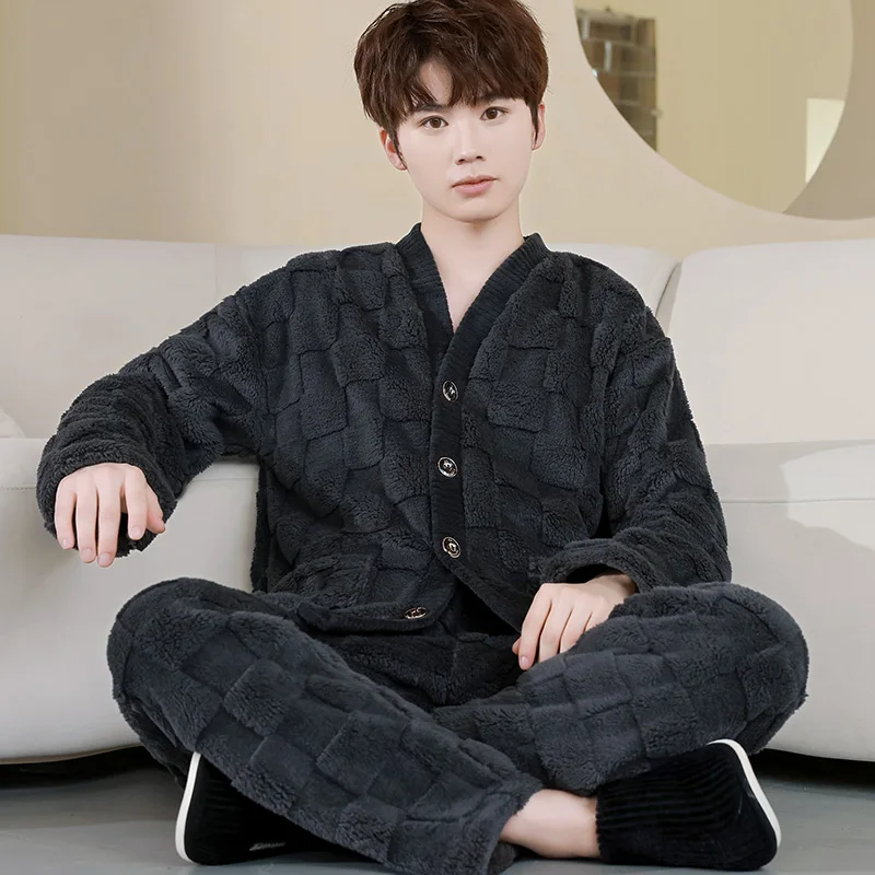W-v cardigan square dark gray-velvet men