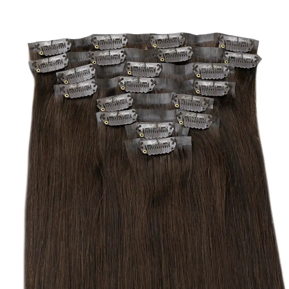 Black Seamless Clip In Human Hair Extensions Real Hair Skin Weft Ultra Thin Double Weft PU Invisible Clip in Hair Extensions