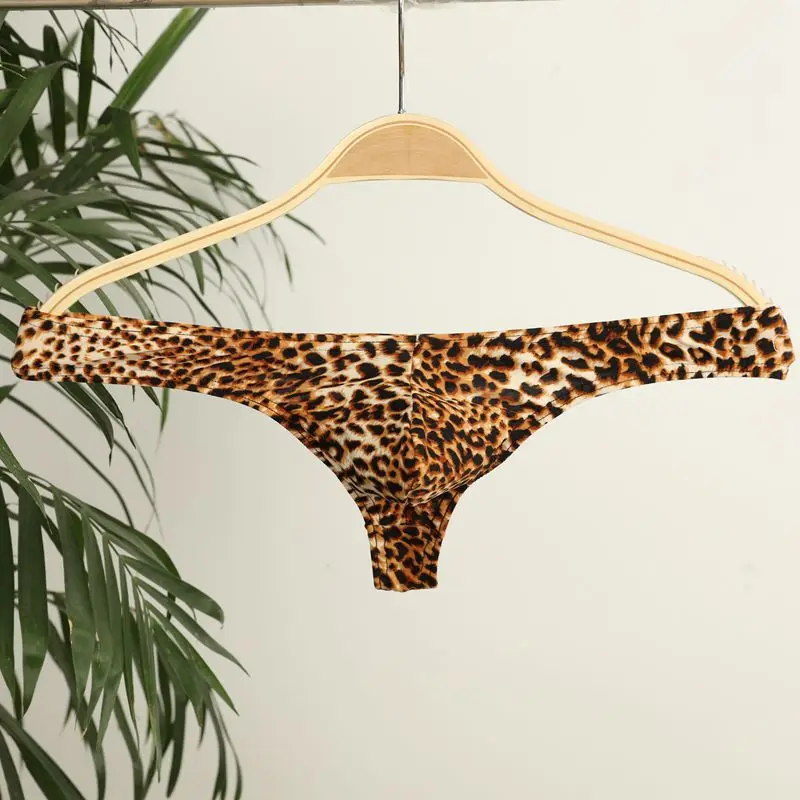 Men Pouch Bikini Underwear Leopard Printed Thong Men Bodysuit M-3XL Sexy Homme Low Rise G-string Gay Sexy Underpants