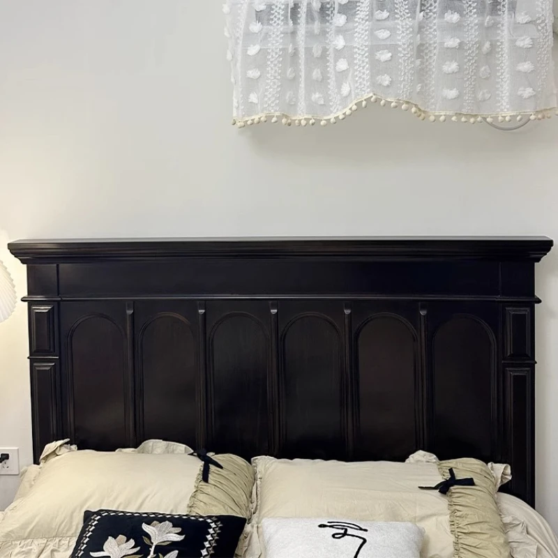 

wood bed French style, master bedroom 1.8m double wedding bed, retro simple European style, all cherry log large board