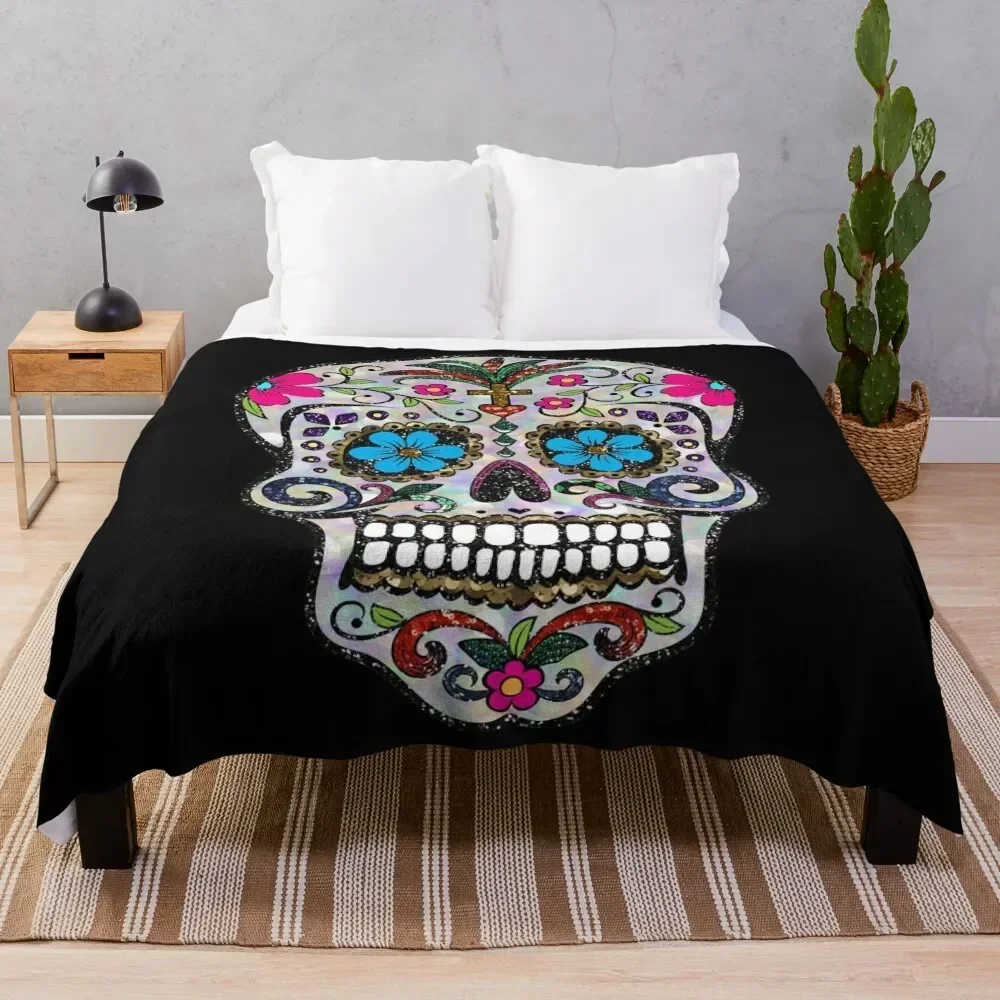 

sequin print Sugar Skulls Throw Blanket Decorative Throw Luxury Throw Luxury Thicken Quilt Blankets