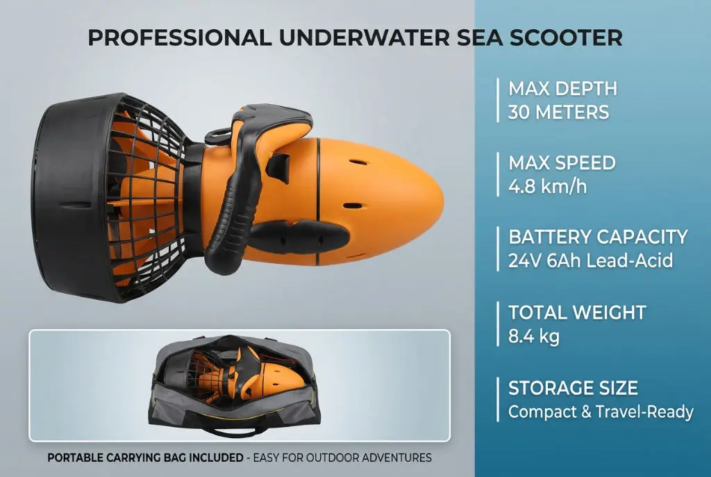 New Arrival 300W Powerful Underwater Scooters Designed For Snorkeling Diving Comfortable Grip Ideal For Underwater Adventure