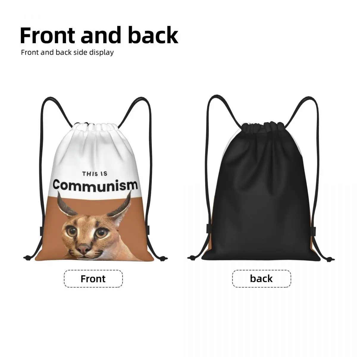 Custom Communism Floppa Cute Meme Drawstring Bag Men Women Lightweight Caracal Cat Sports Gym Storage Backpack